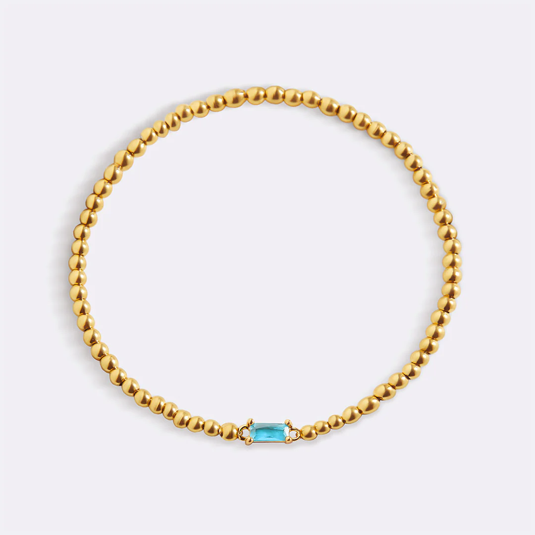 Gold Beaded Birthstone Bracelet