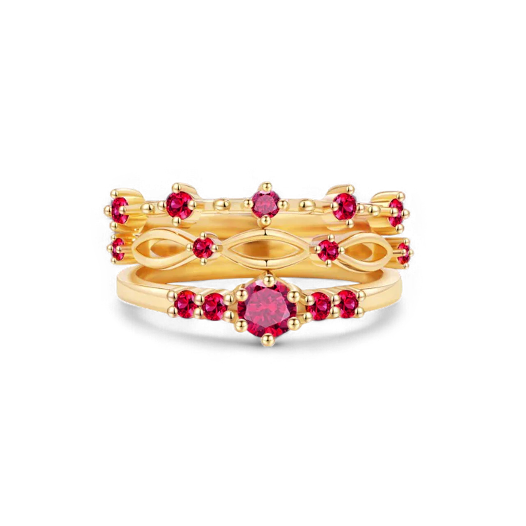 Braided Birthstone Stacking Ring Set