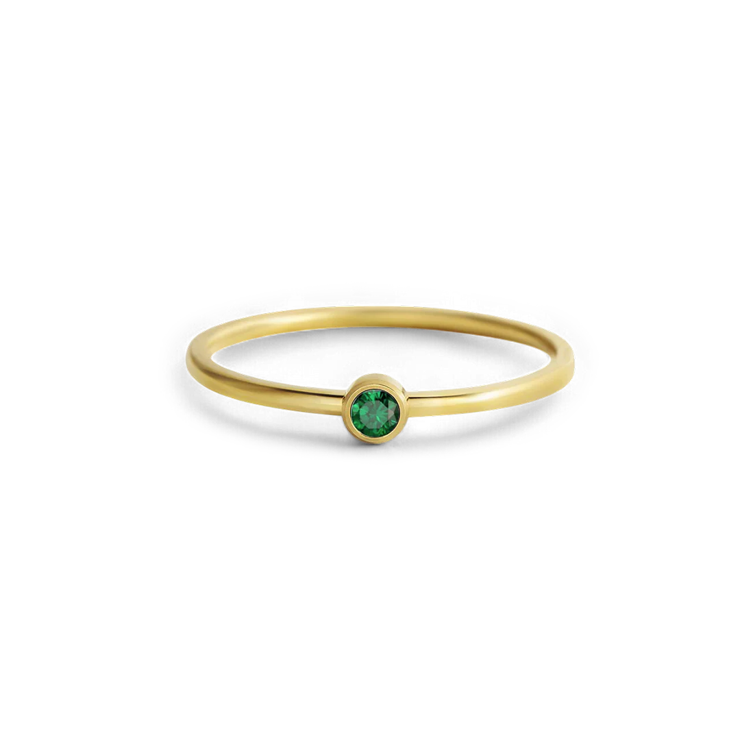 Minimalist Bezel-Set May Birthstone Stacking Band