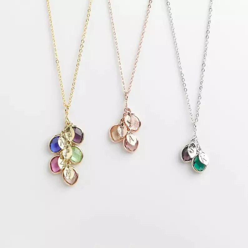 Family Birthstone Cluster Necklace
