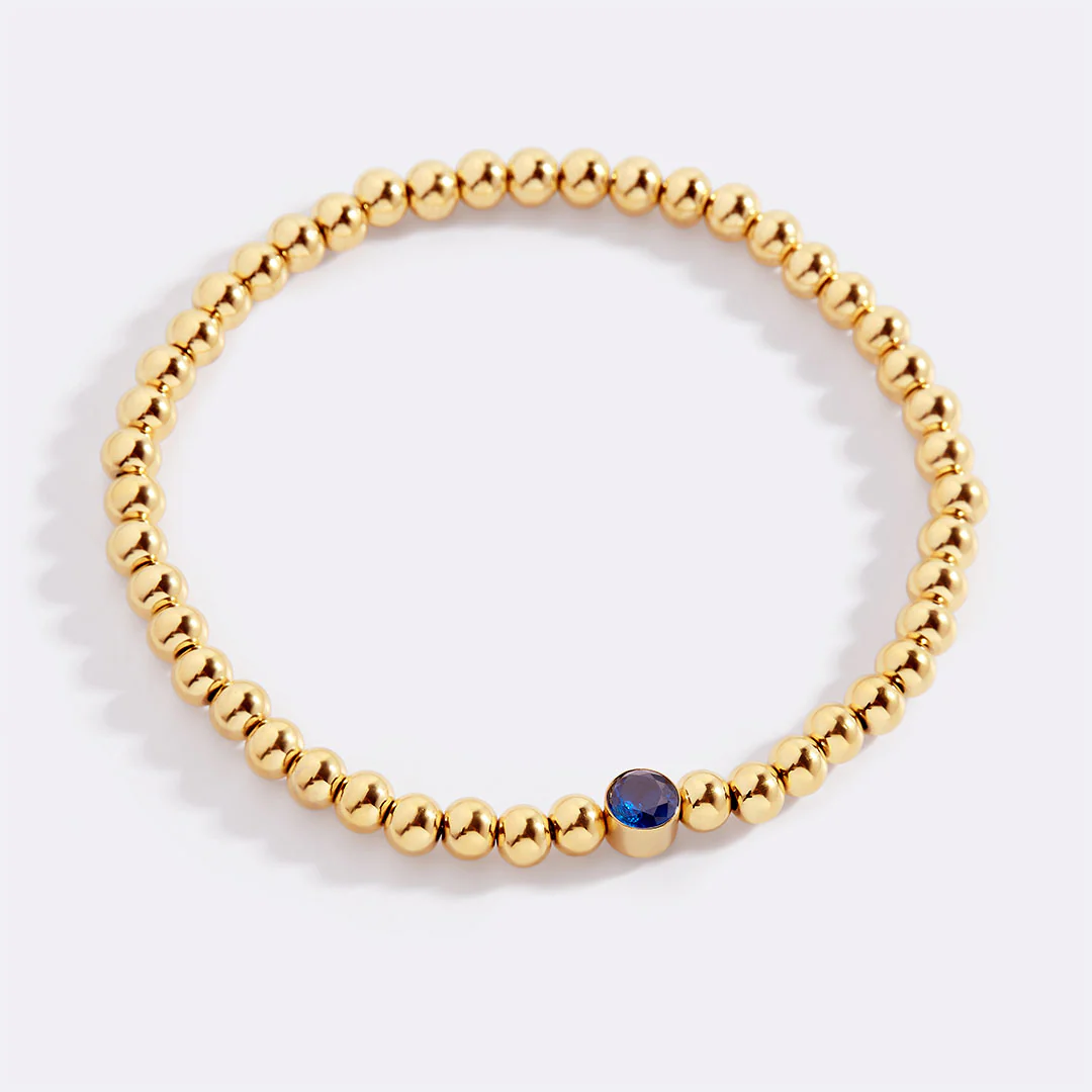 Gold Beaded Bubble Birthstone Bracelet