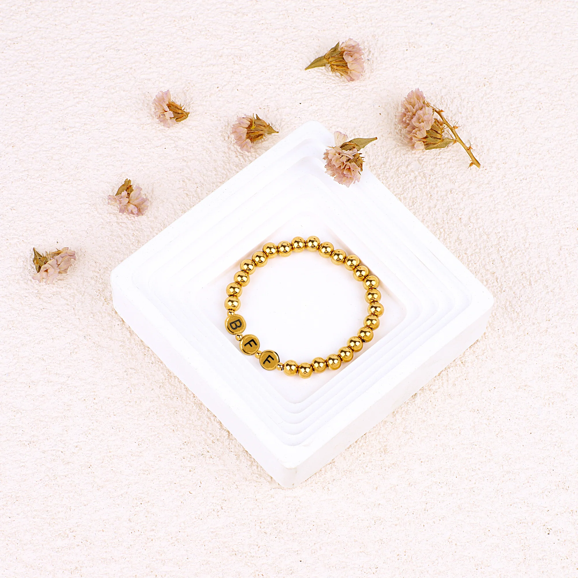 Custom Gold Beaded Name Bracelet