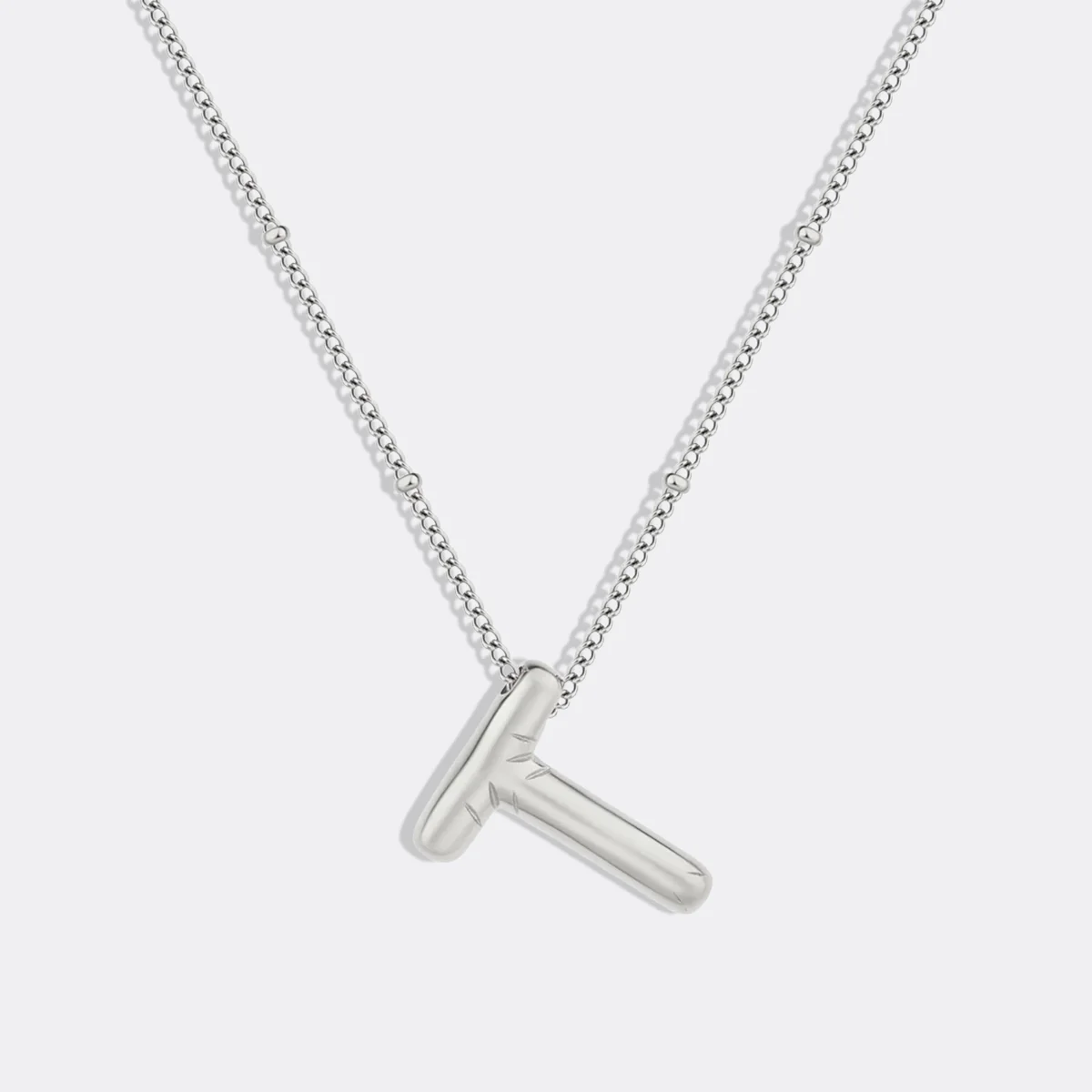Balloon Initial Necklace with Satellite Chain