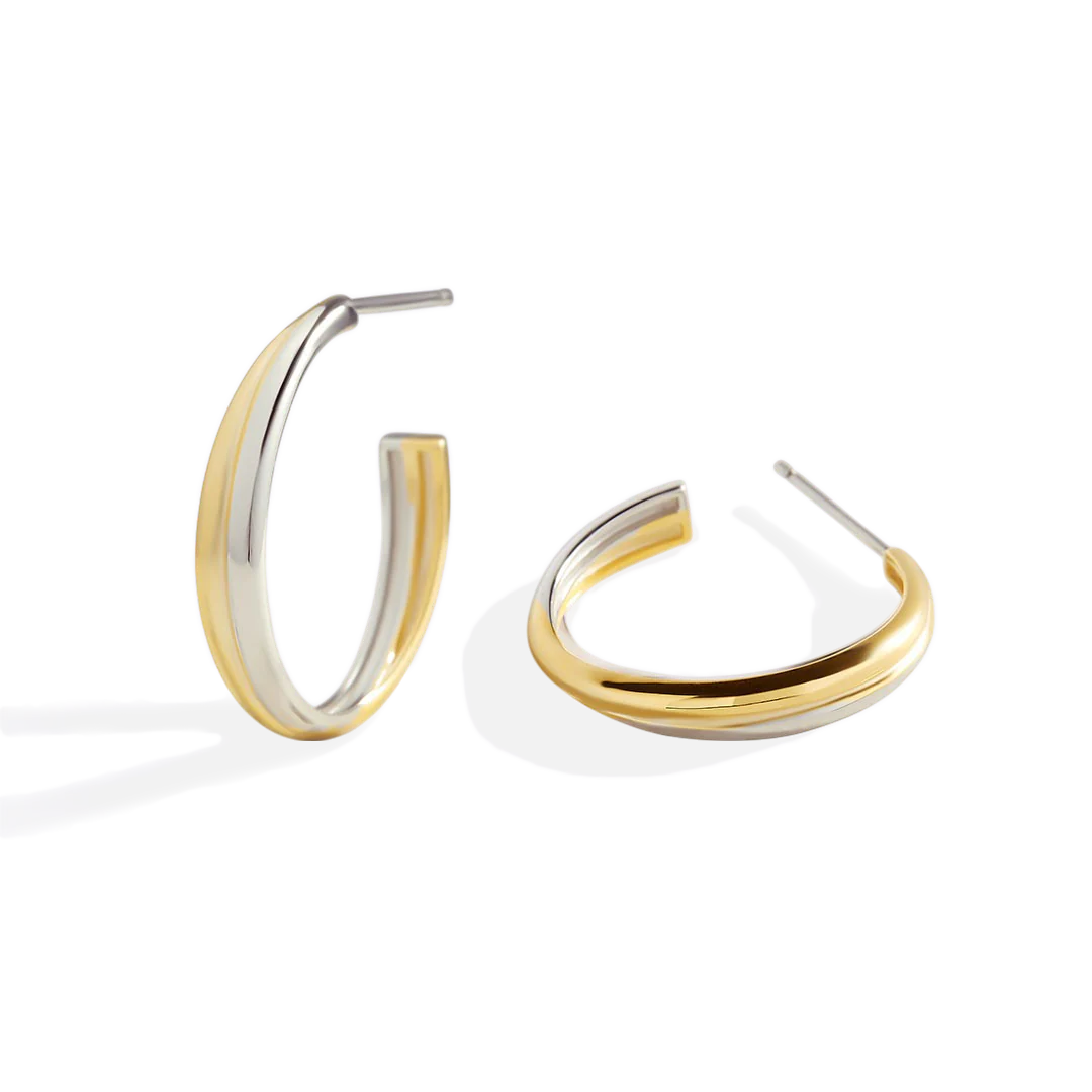 Mixed Metal Crossover Earrings