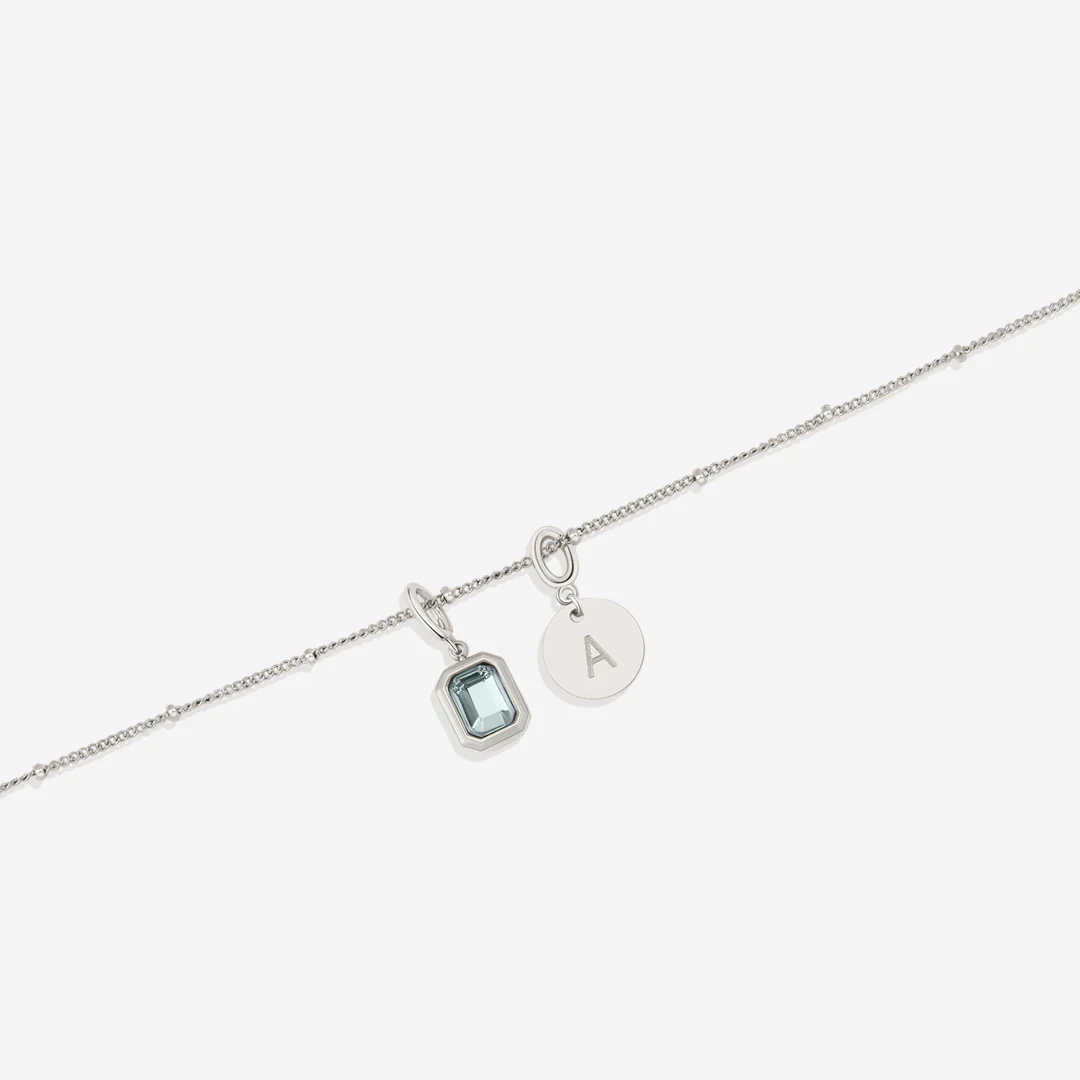 Baguette Birthstone & Initial Necklace
