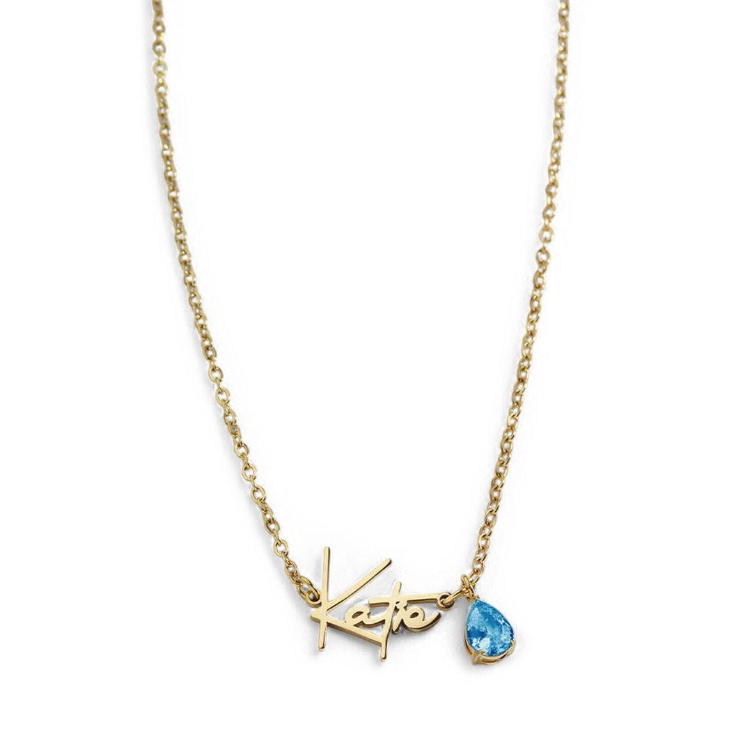 Handmade Birthstone Name Necklace