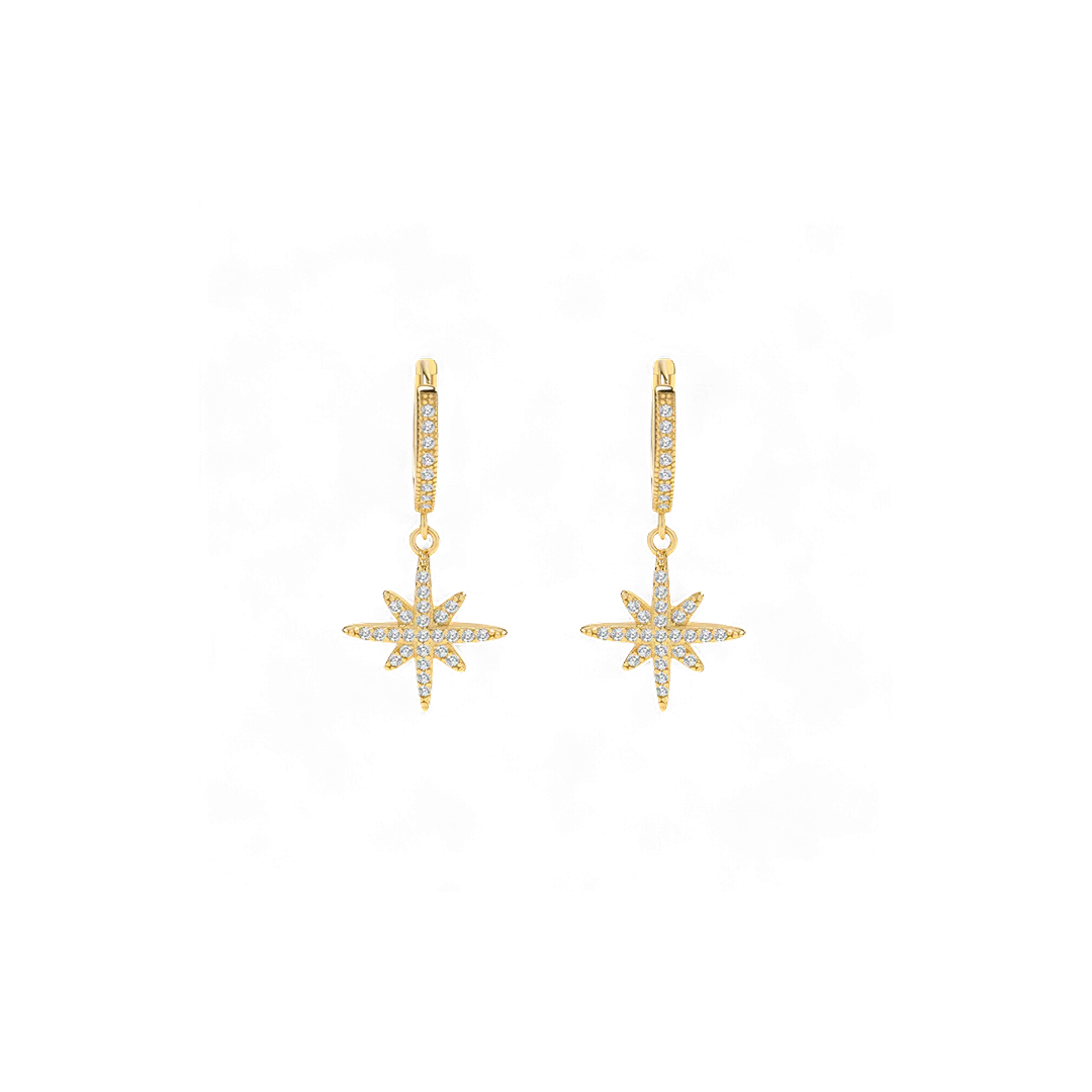 Starburst Drop Huggie Earrings