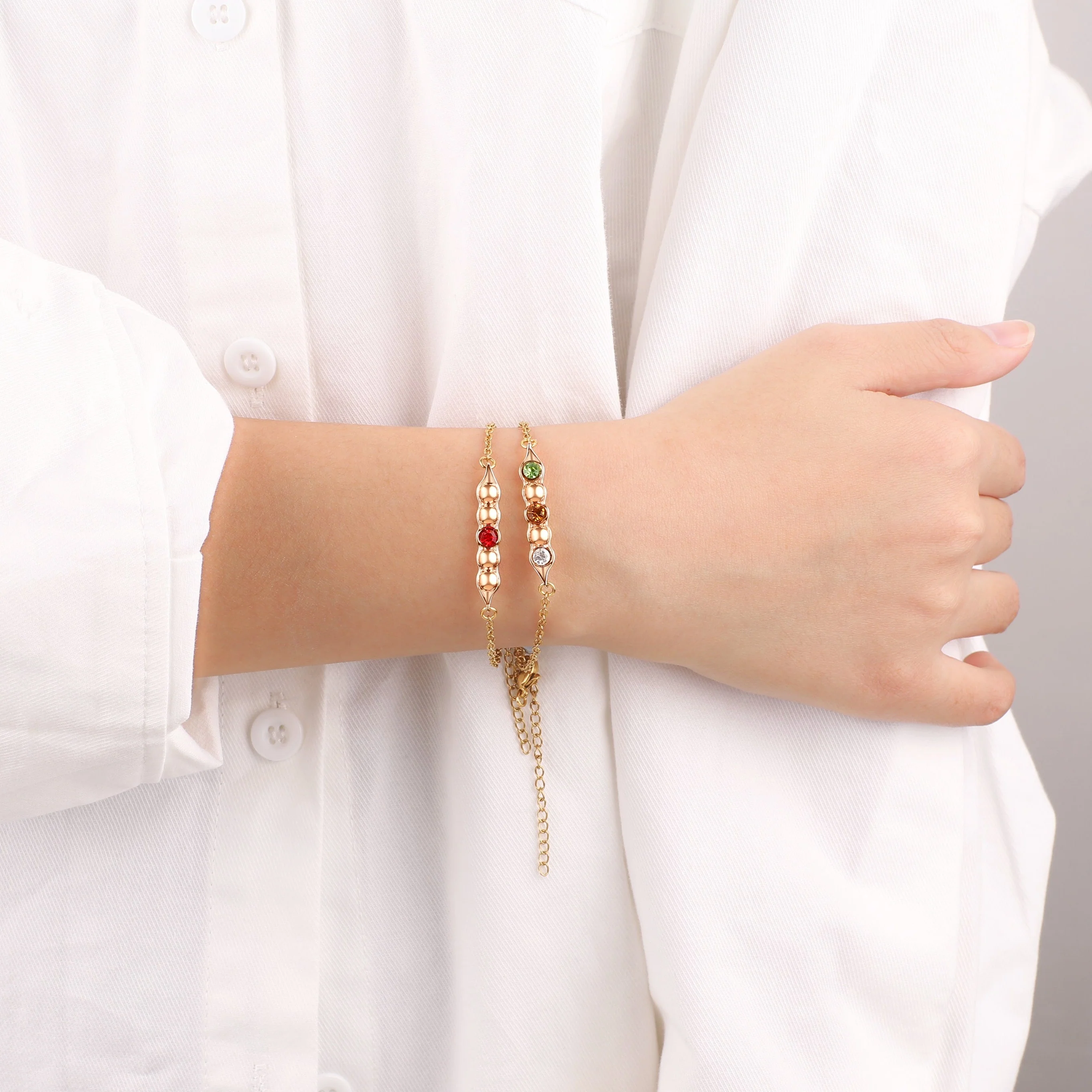 Peas in a Pod Birthstone Bracelet