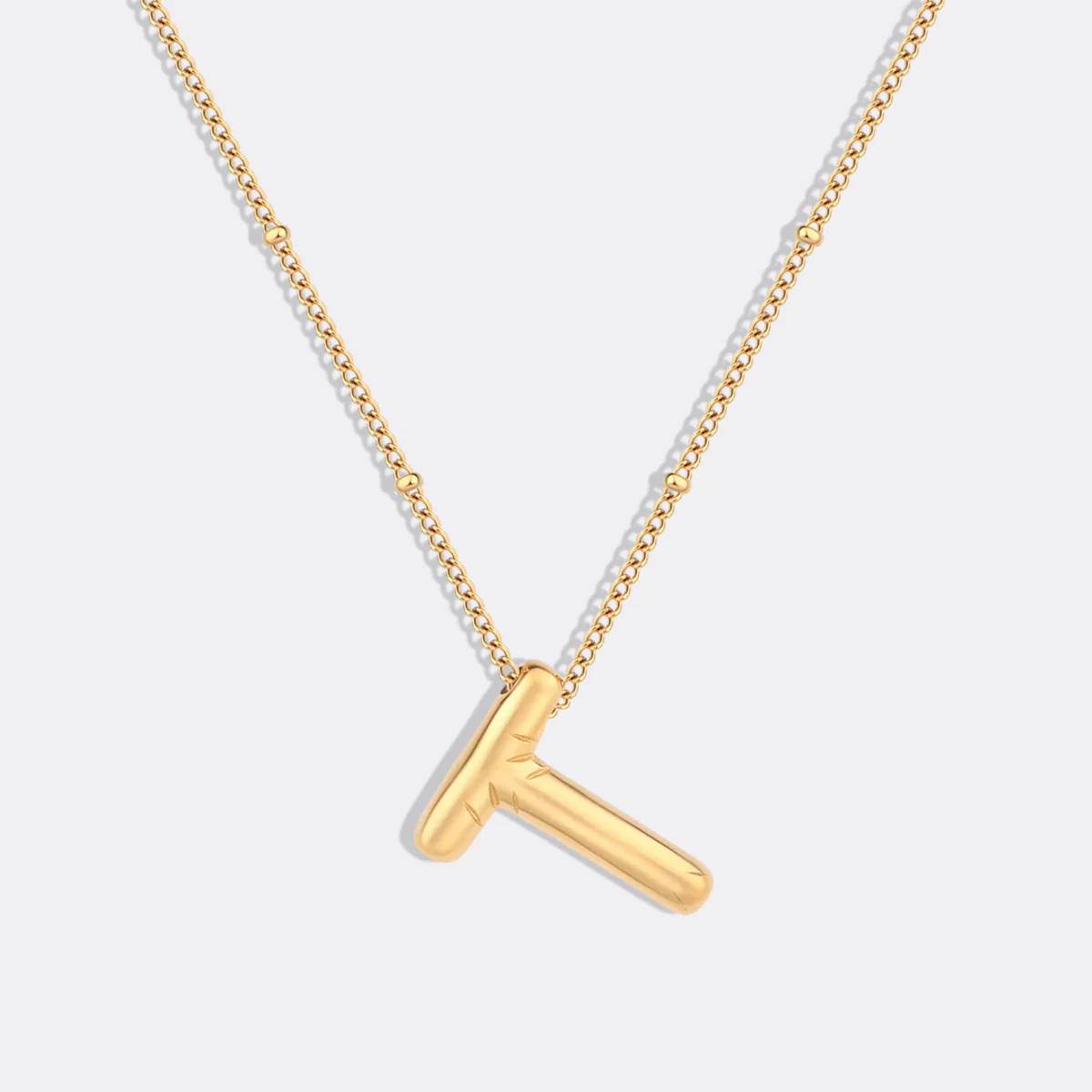 Balloon Initial Necklace with Satellite Chain
