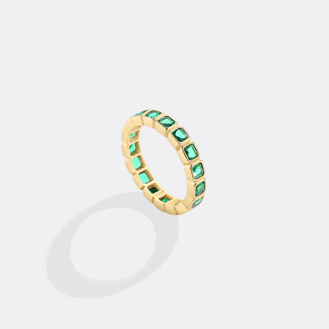 Asscher Cut Birthstone Eternity Ring