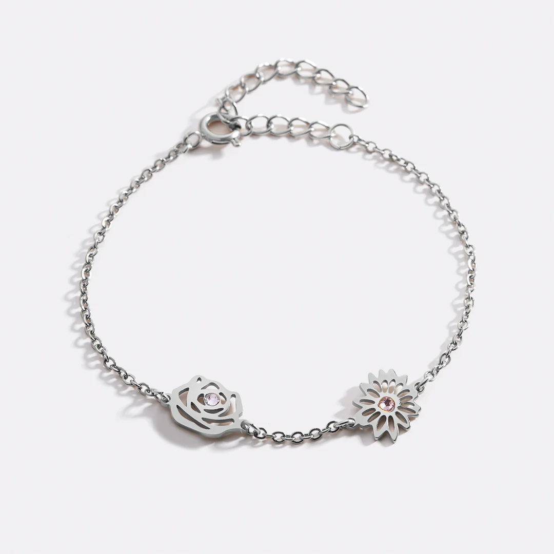 Personalized Birth Flower Charm Bracelet