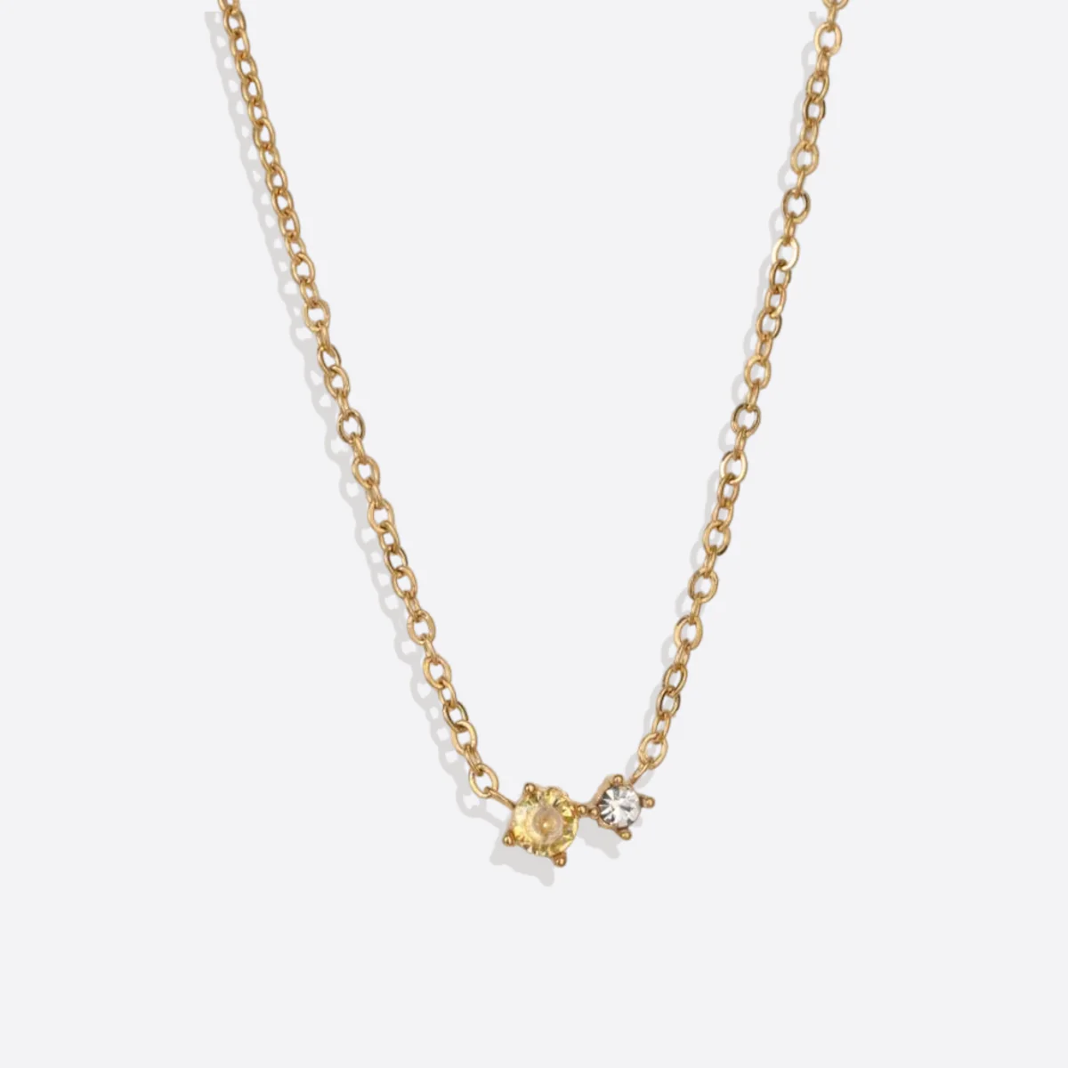 Dainty Birthstone Solitaire Necklace with Diamond Accent