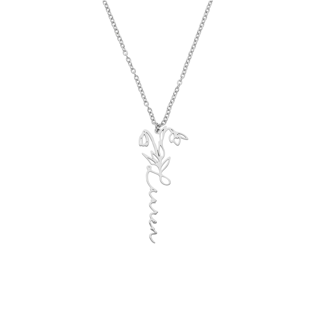 Birth Flower Name Necklace