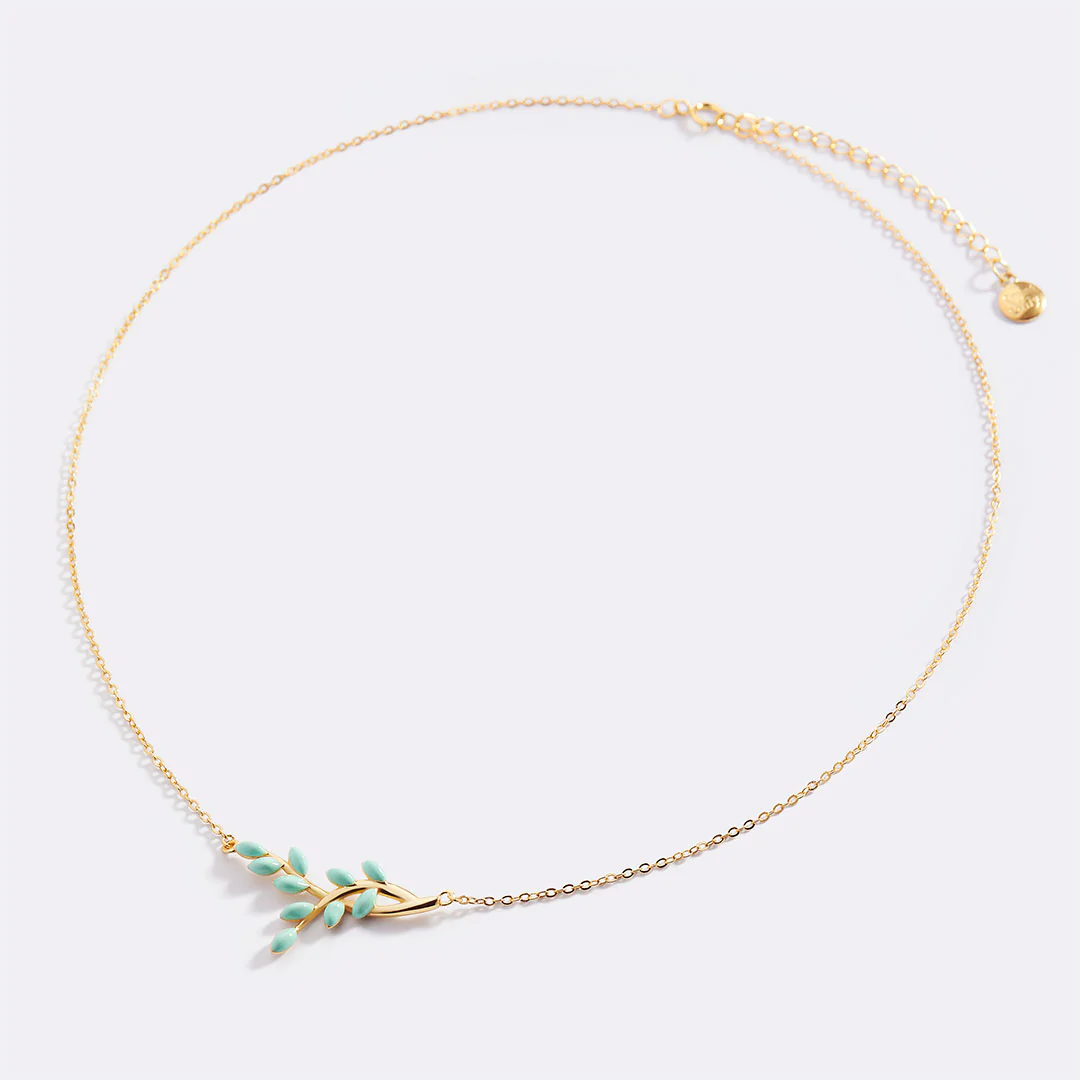 Enamel Leaf Pendant Necklace