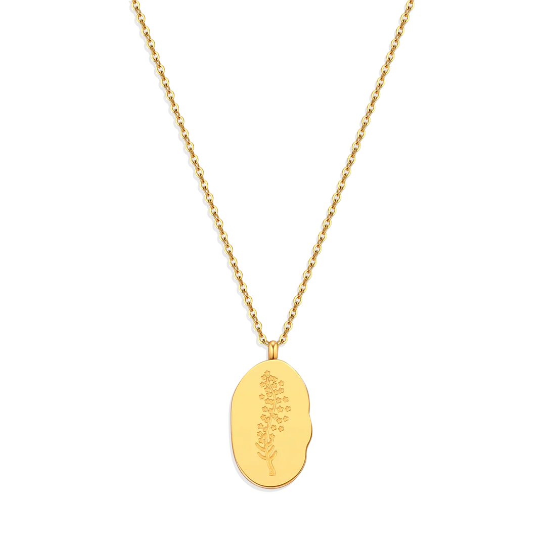 Gold Birth Flower Pendant Necklace