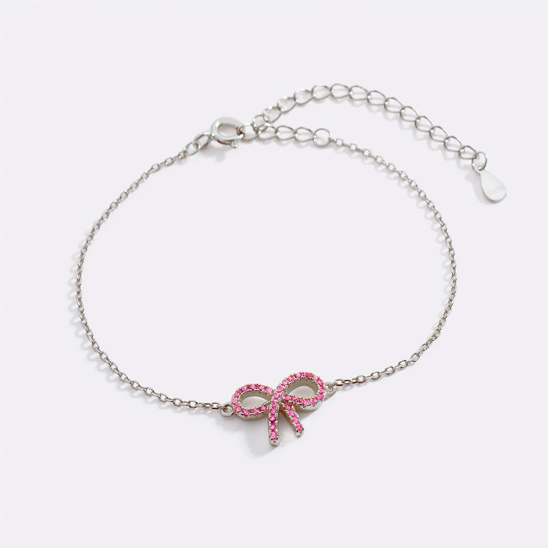 Pink Pave Bow Bracelet