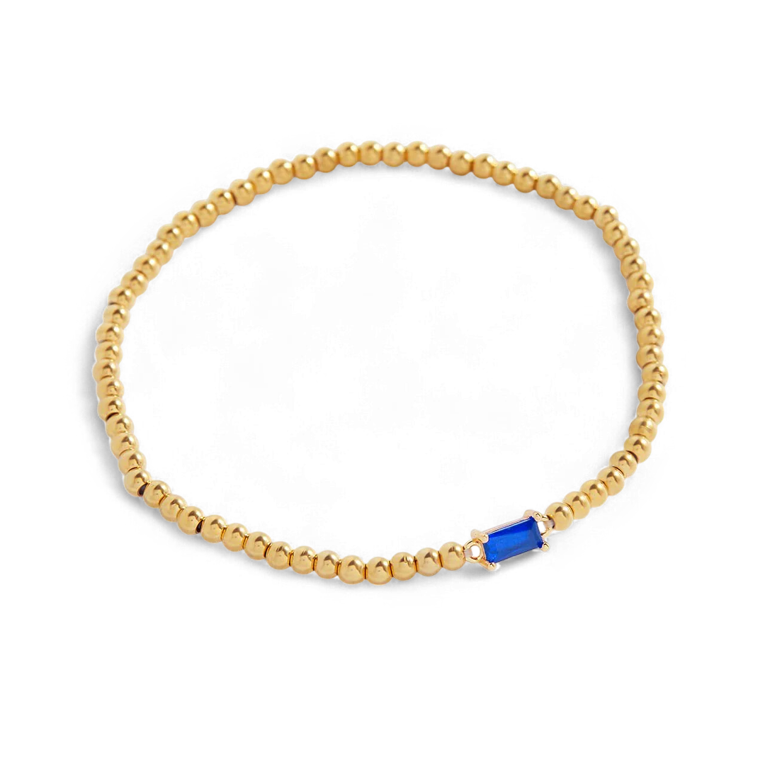 Gold Beaded Birthstone Bracelet