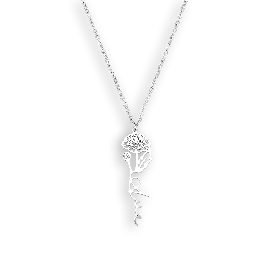 Birth Flower Name Necklace