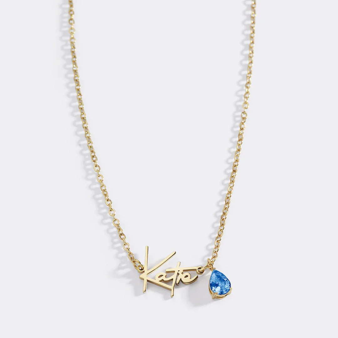 Handmade Birthstone Name Necklace