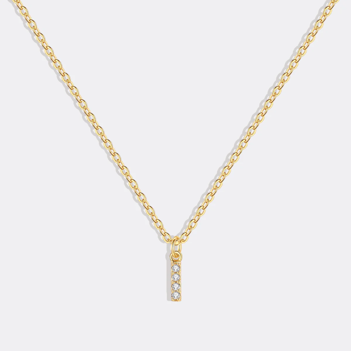 Gold Pavé Uppercase Initial Necklace
