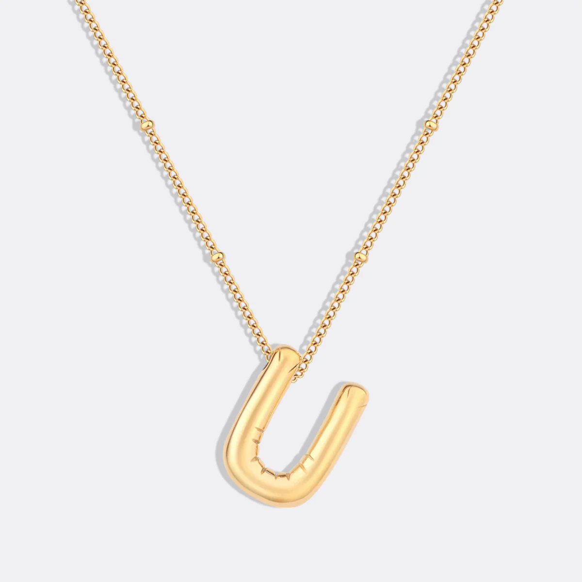Balloon Initial Necklace with Satellite Chain