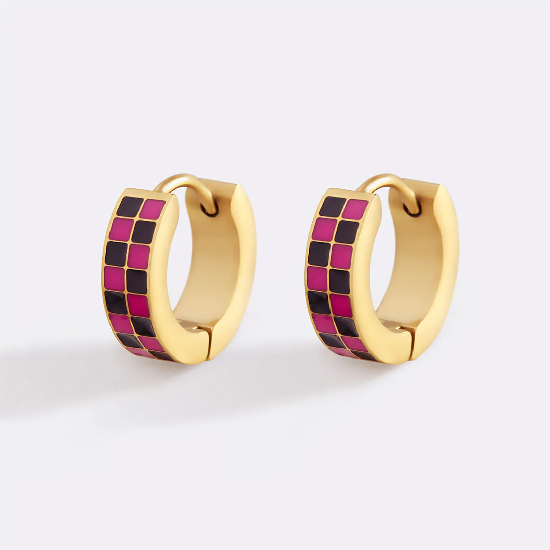 Checkered Hoop Earrings