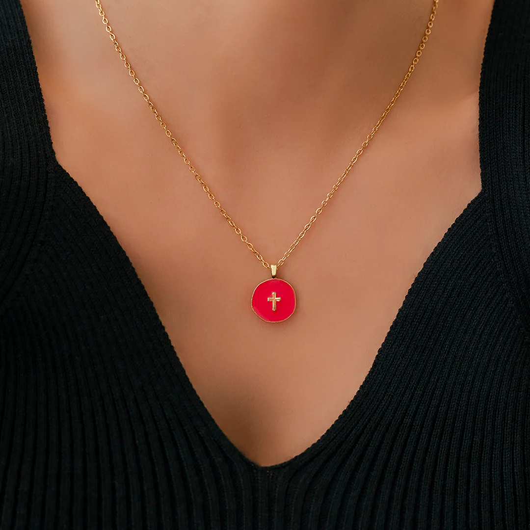 Minimalist Enamel Cross Pendant