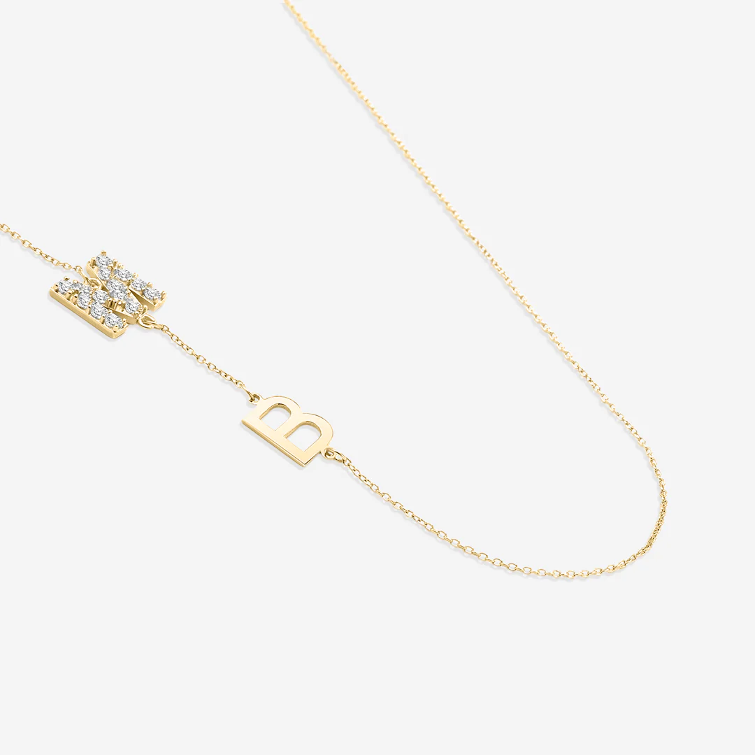 Custom Diamond & Gold 2 Initial Necklace
