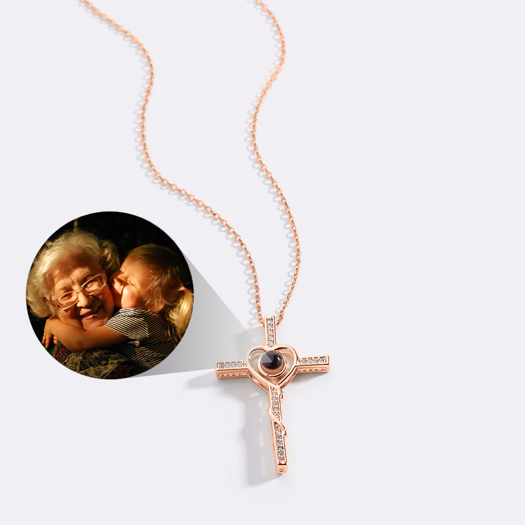 Heart and Cross Photo Necklace
