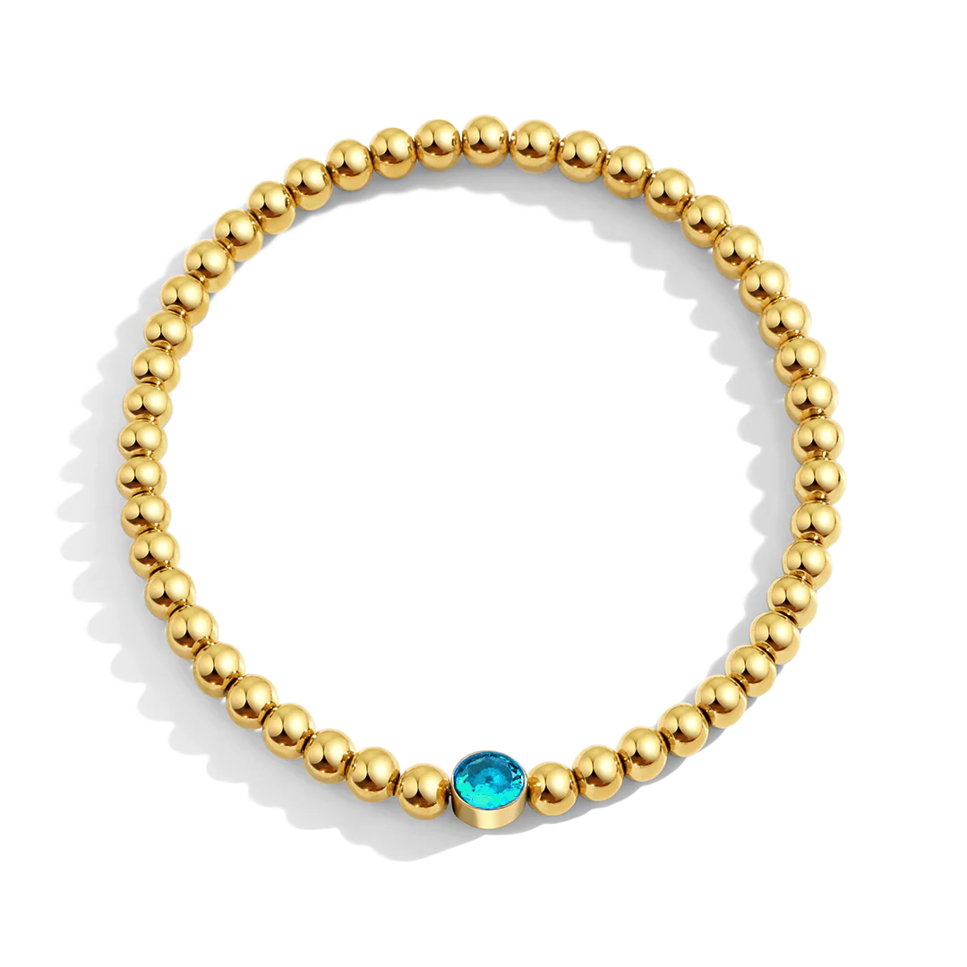 Gold Beaded Bubble Birthstone Bracelet