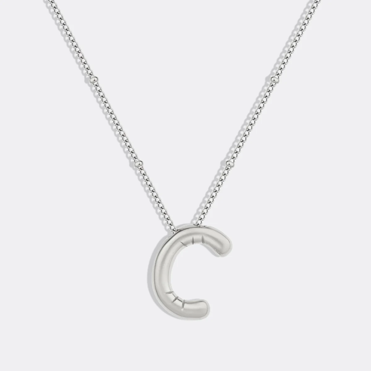 Balloon Initial Necklace with Satellite Chain