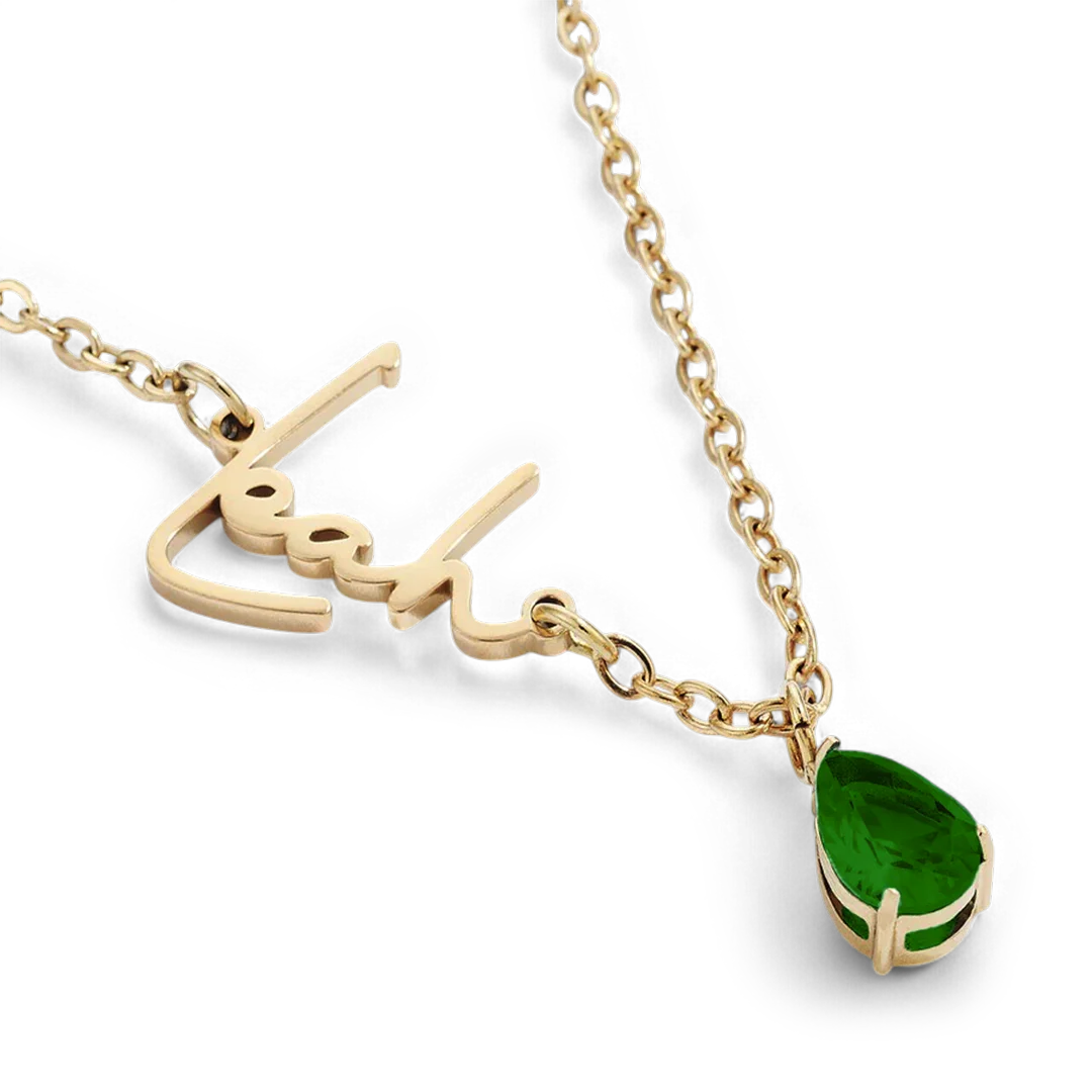 Handmade Birthstone Name Necklace