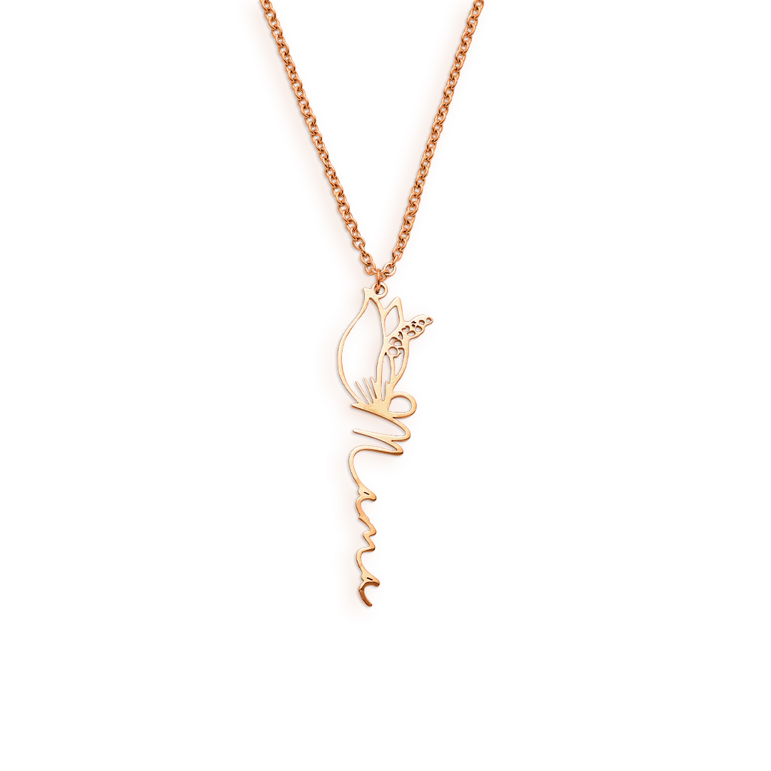 Birth Flower Name Necklace