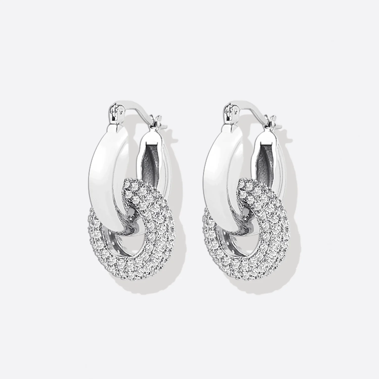 Pave Interlock Hoop Earrings