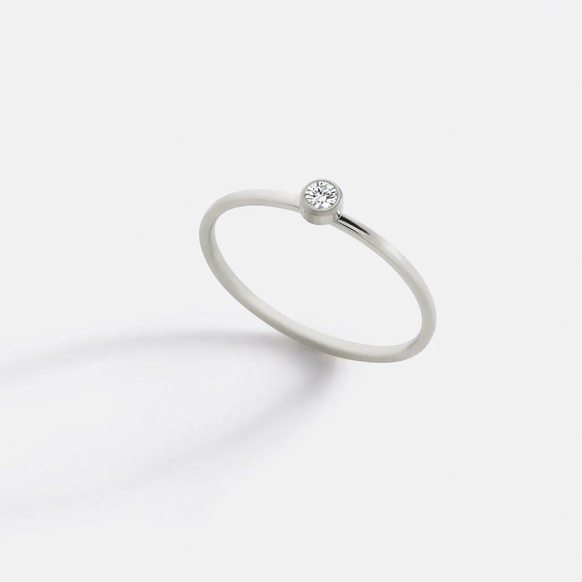 Minimalist Bezel-Set April Birthstone Stacking Band