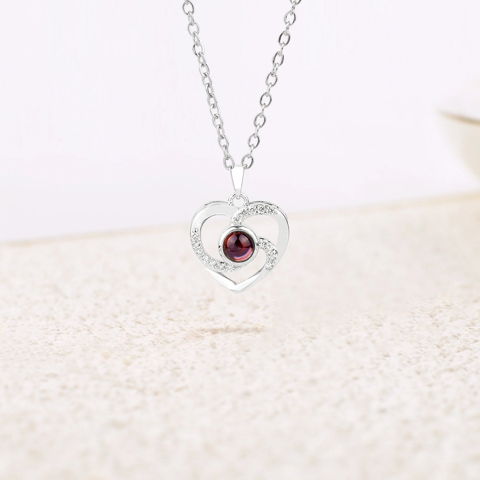 Center of My Heart Pave Photo Necklace