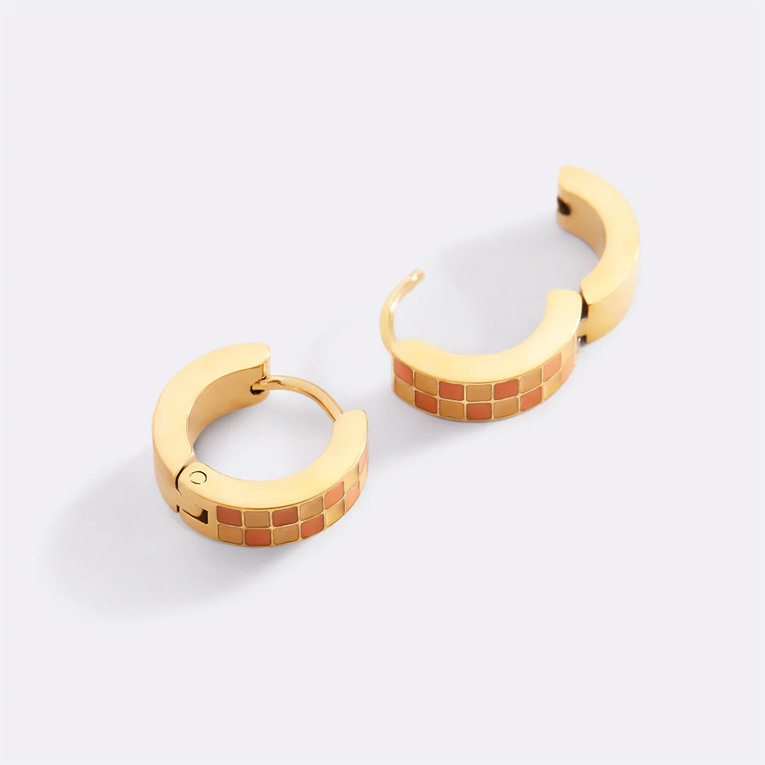Checkered Hoop Earrings