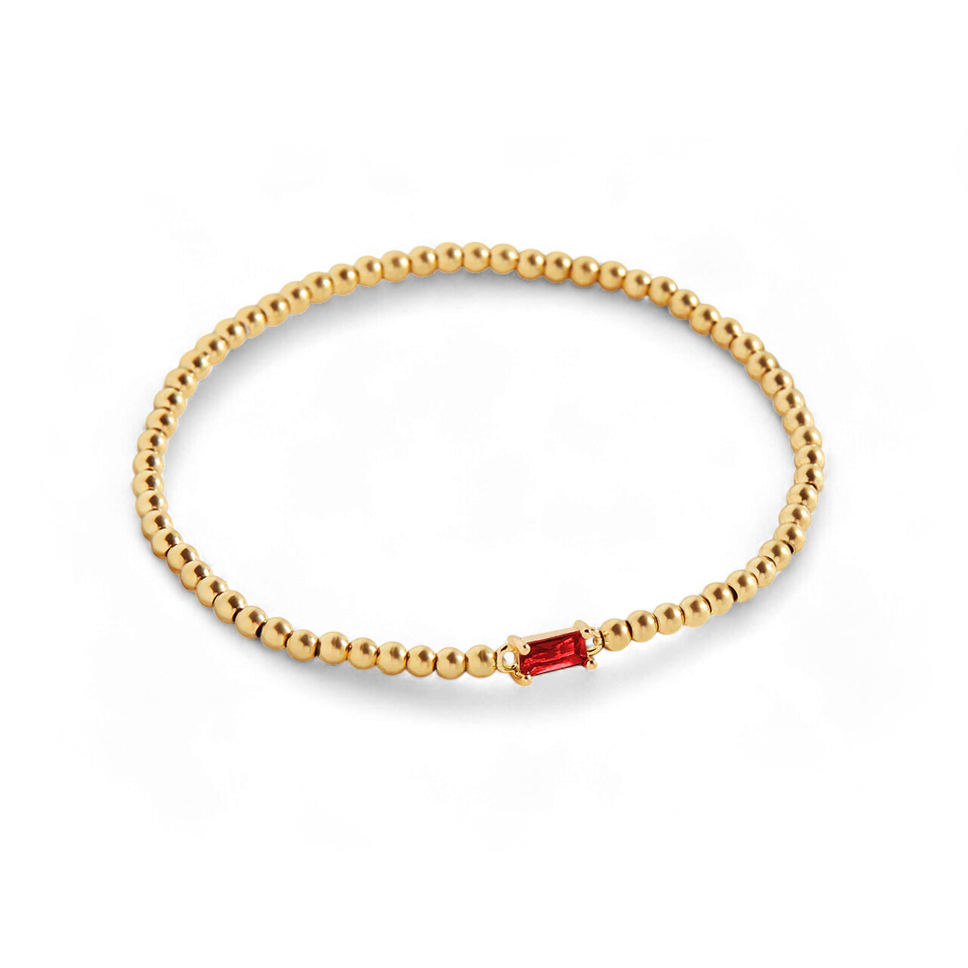 Gold Beaded Birthstone Bracelet