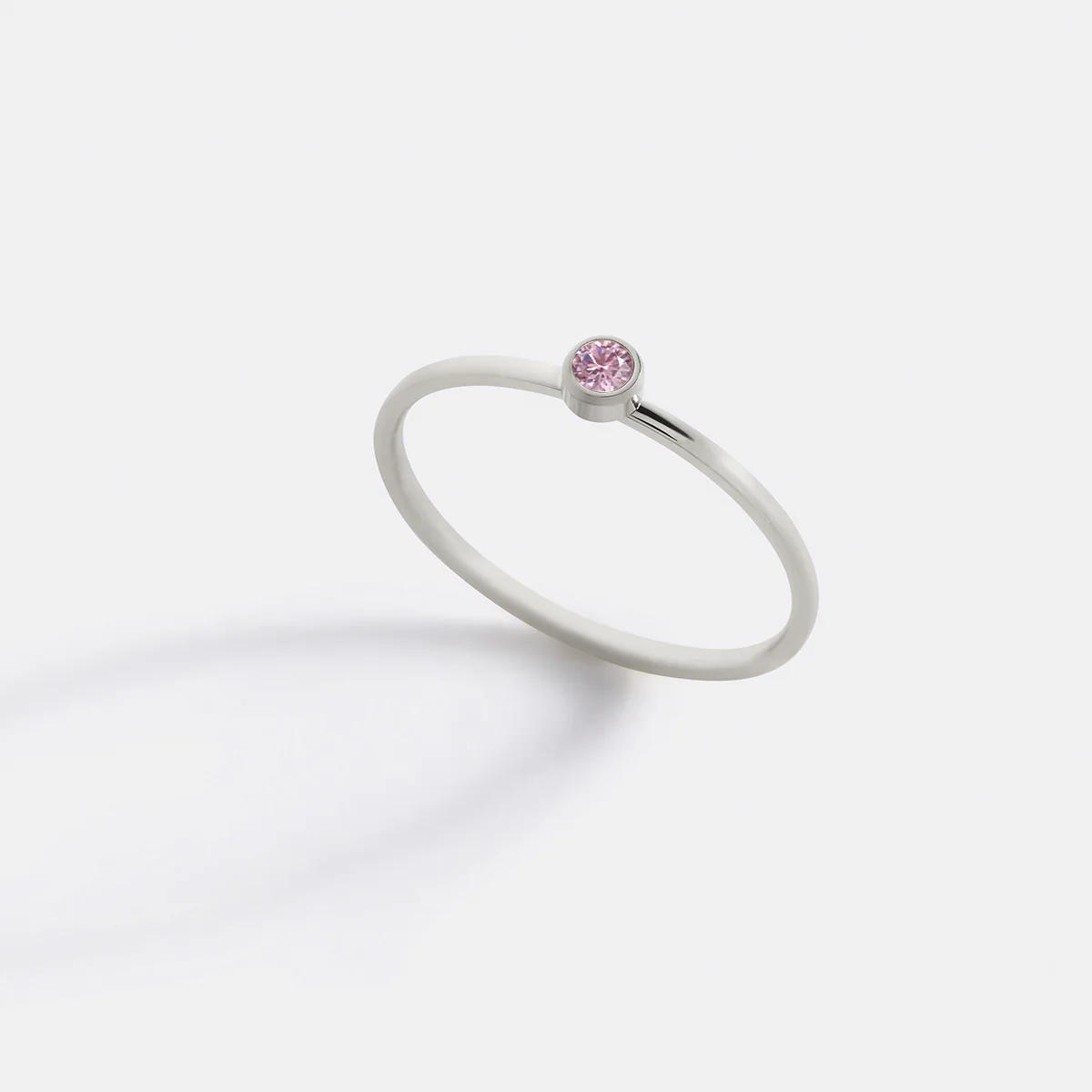 Minimalist Bezel-Set October Birthstone Stacking Band