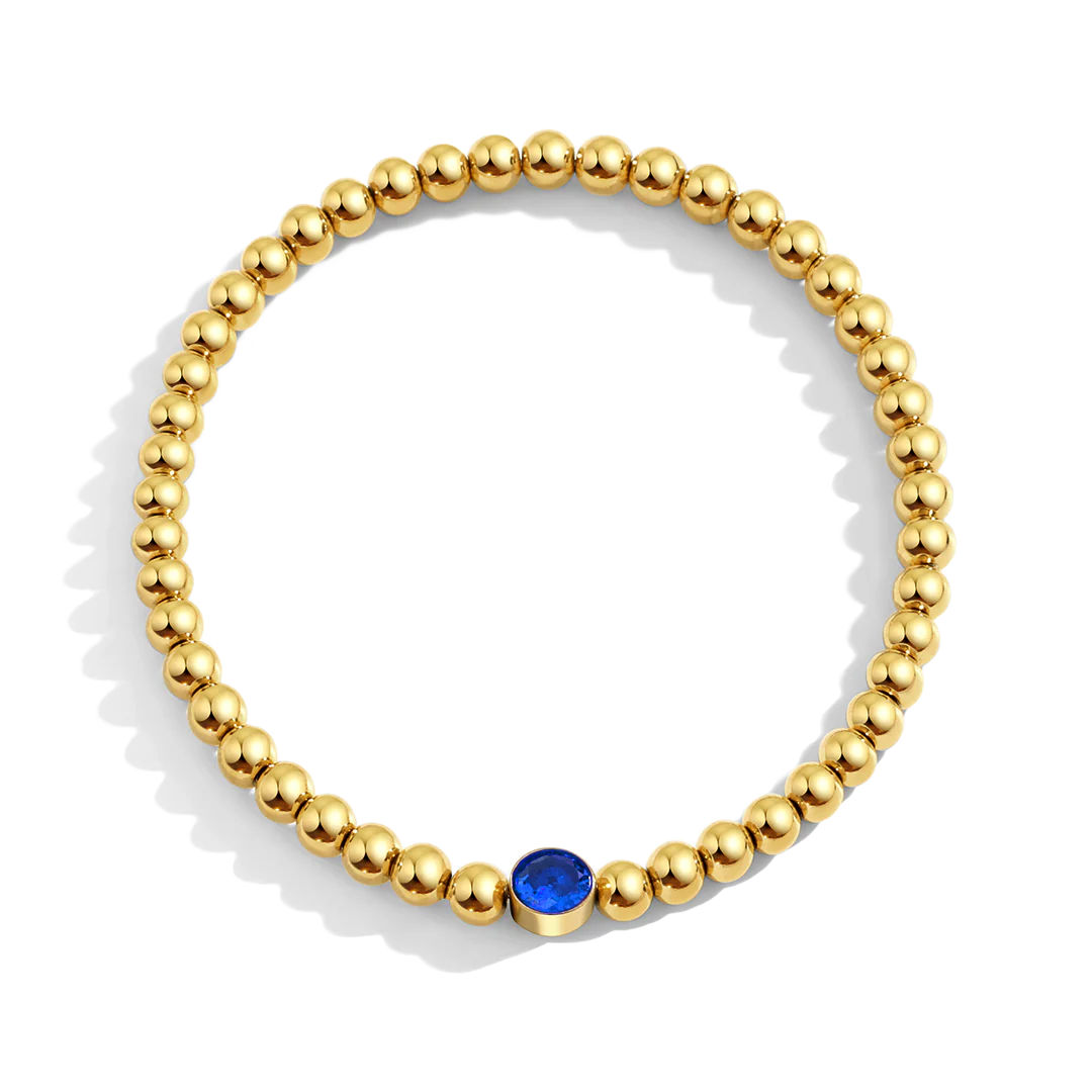 Gold Beaded Bubble Birthstone Bracelet