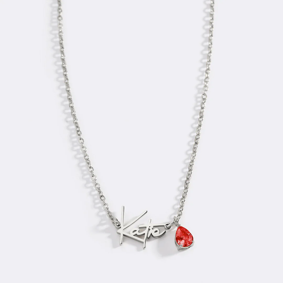 Handmade Birthstone Name Necklace