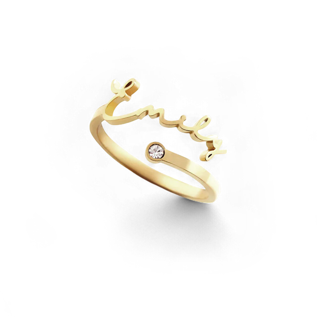 Custom Name Birthstone Ring