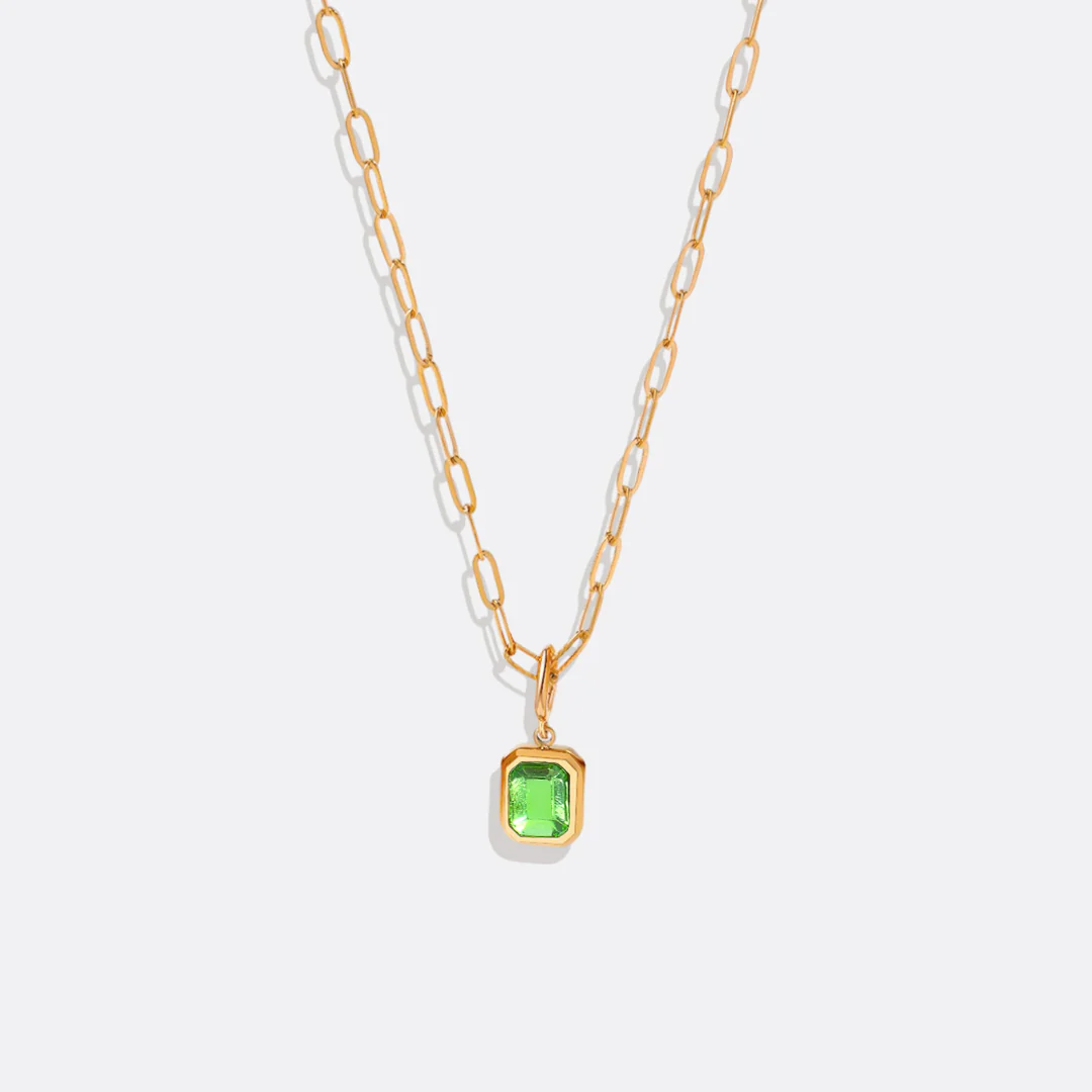 Baguette Birthstone Necklace