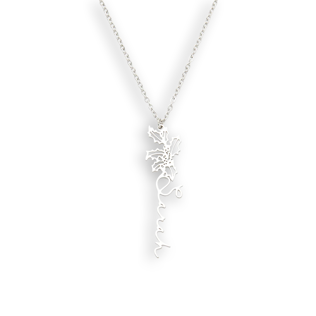 Birth Flower Name Necklace
