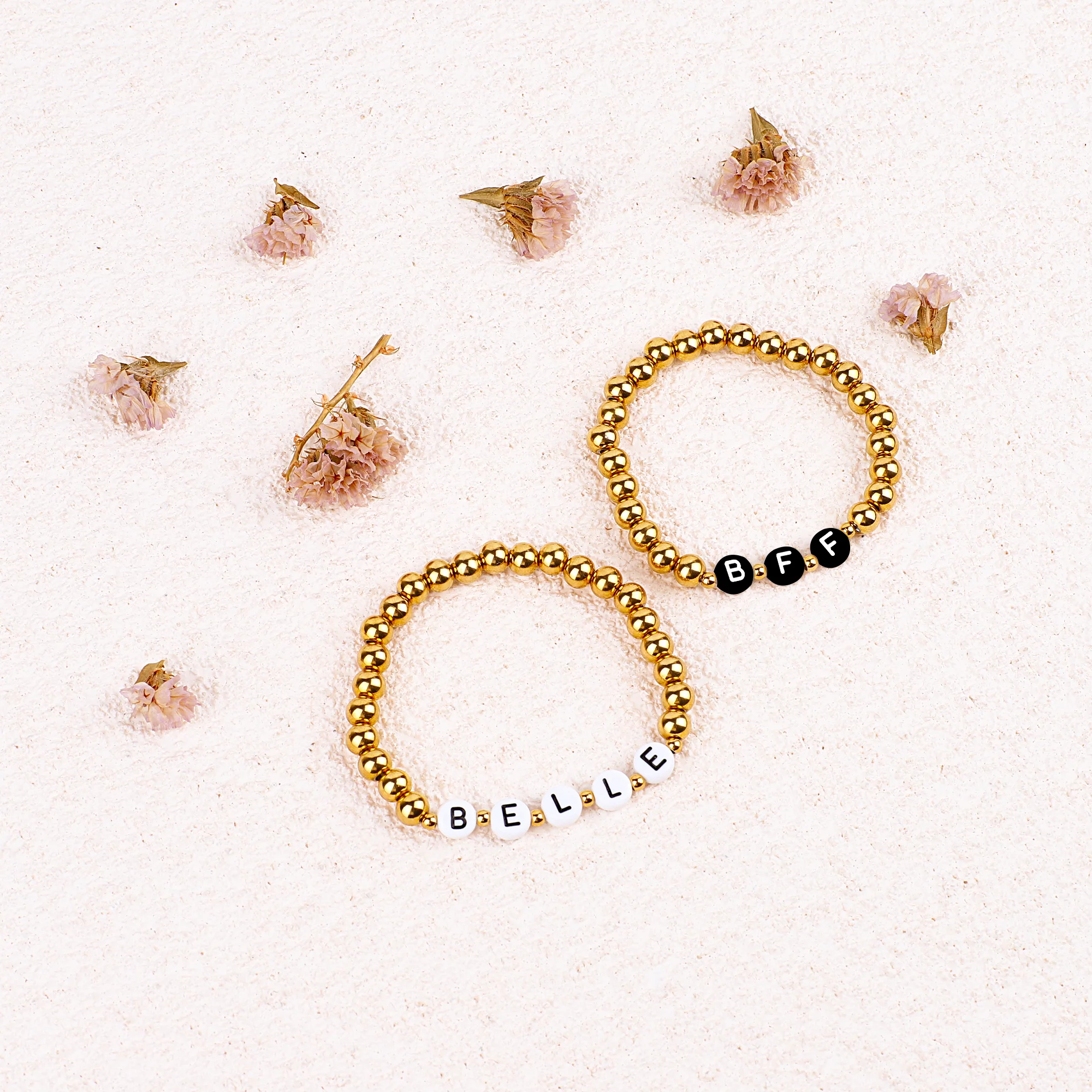 Custom Gold Beaded Name Bracelet