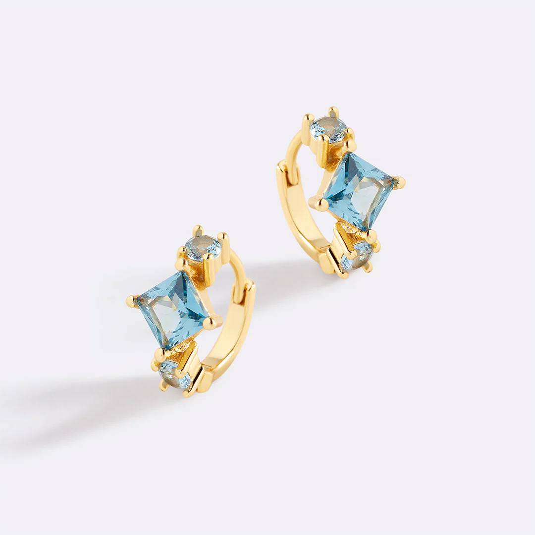 Aquamarine Huggie Hoops