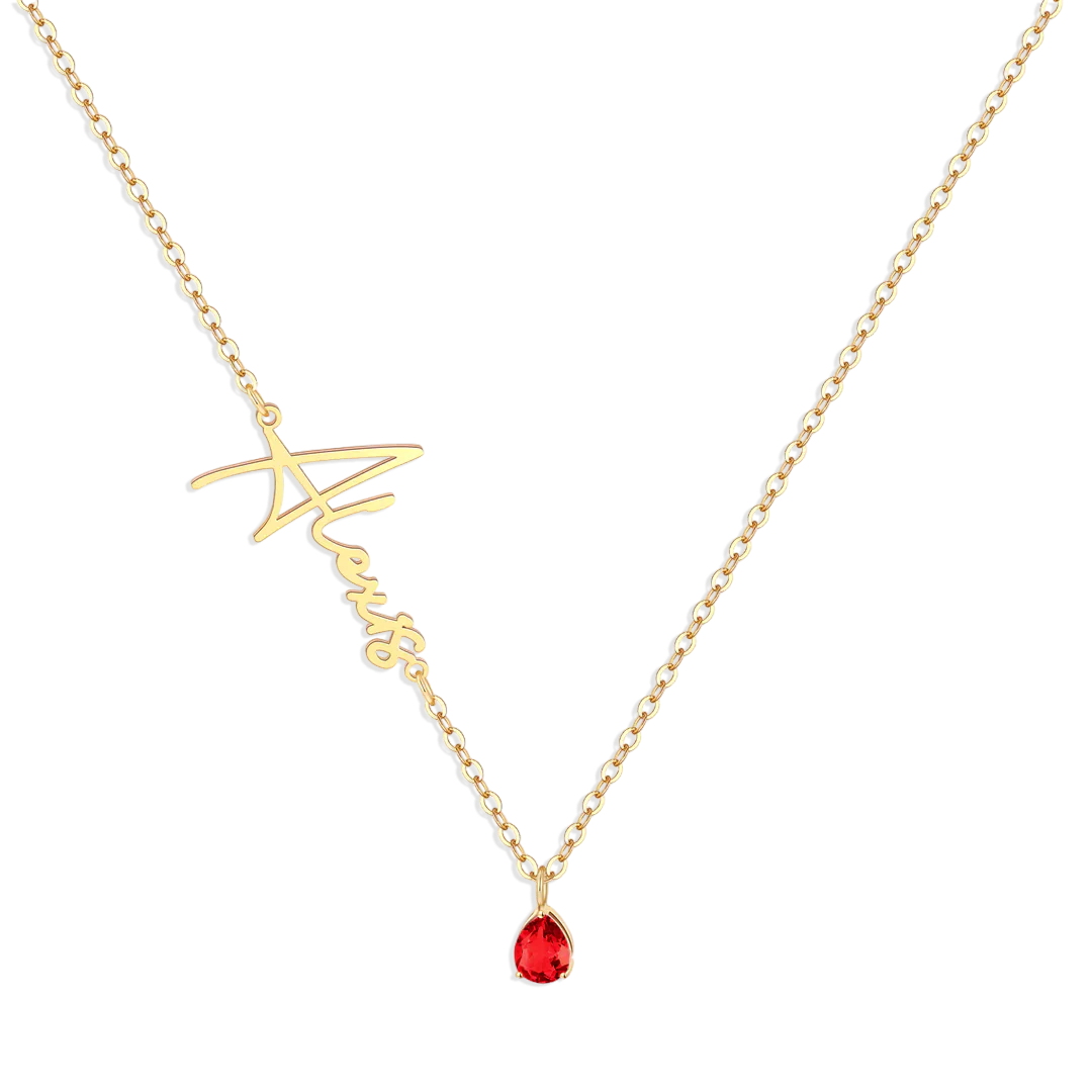 Handmade Birthstone Name Necklace