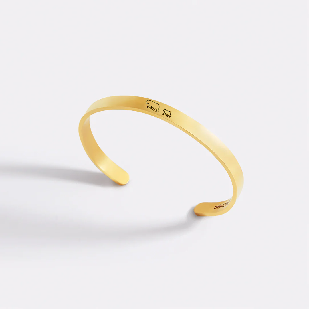 Mama Bear & Her Baby Bears Engraved Cuff Bracelet