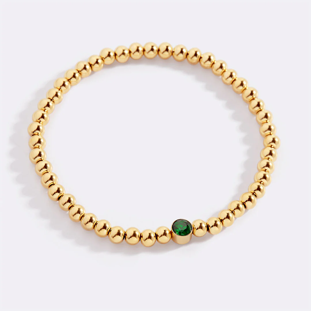 Gold Beaded Bubble Birthstone Bracelet