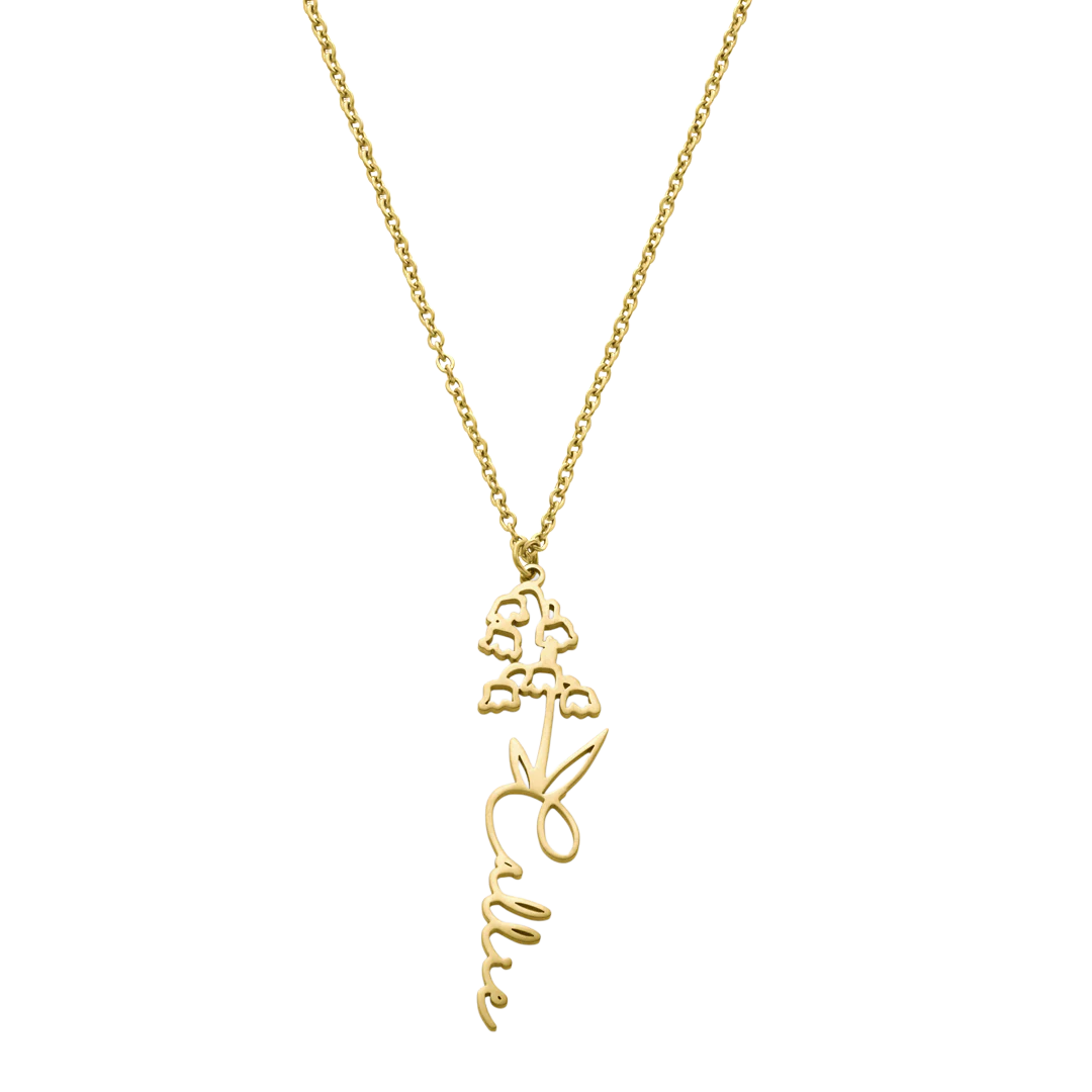 Birth Flower Name Necklace